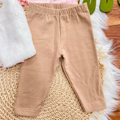 Conj. Colete de Pelinho, Blusa Coelhinha e Calça Legging - Areia